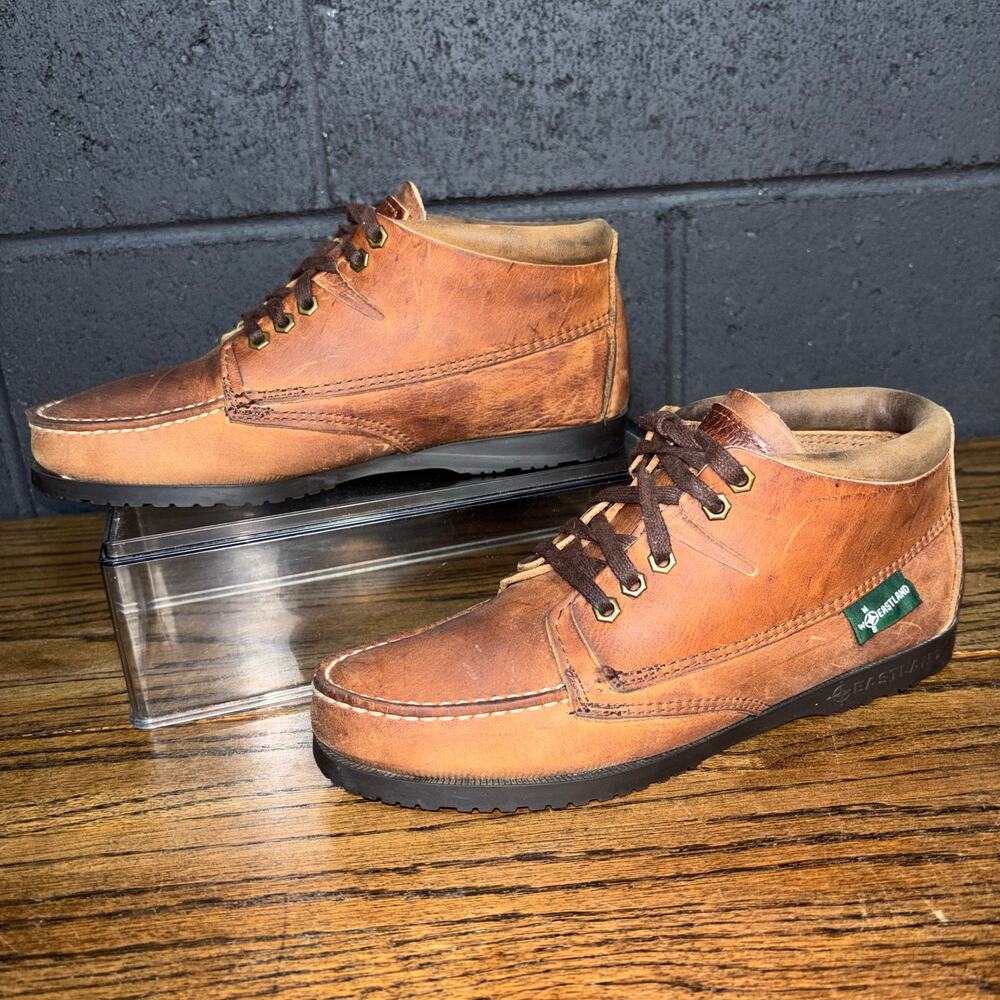 Vintage Eastland Moc Toe Boots Brown Leather USA Made Women’s 7.5